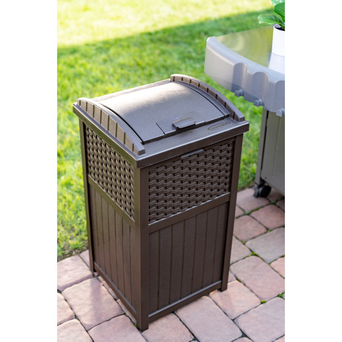 Suncast 33 Gallon Manual Lift Trash Hideaway Container & Reviews Wayfair